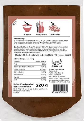 Alb-Linsen Alb-Buchweizen MISO Paste BIO 220g , erdig-herb