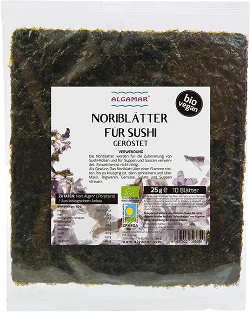 Nori Algen Blätter BIO, perfekt für Sushi, Nori Sushi, 25g