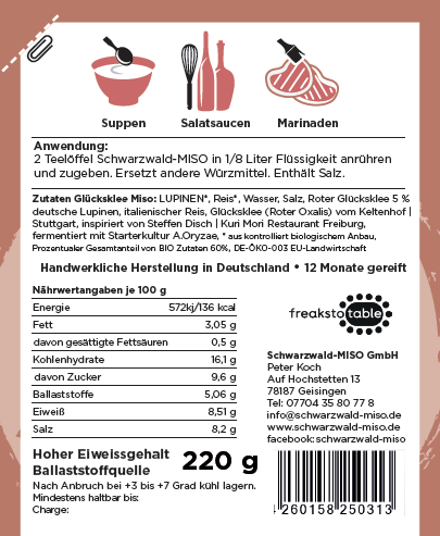 GLÜCKSKLEE MISO, Nicht Bio, Miso Paste prickelnd-säuerlich, Rotes Oxalis Miso