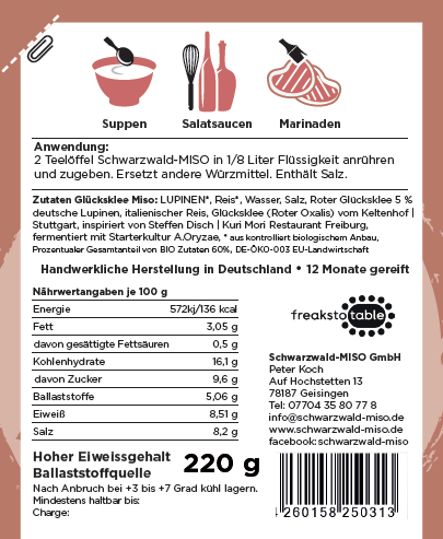 Glücksklee Miso 220g prickelnd-säuerlich Rotes Oxalis Miso