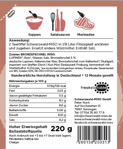 BRONZEFENCHEL MISO, Nicht Bio, Miso Paste mit frischer Fenchel-Dill Note
