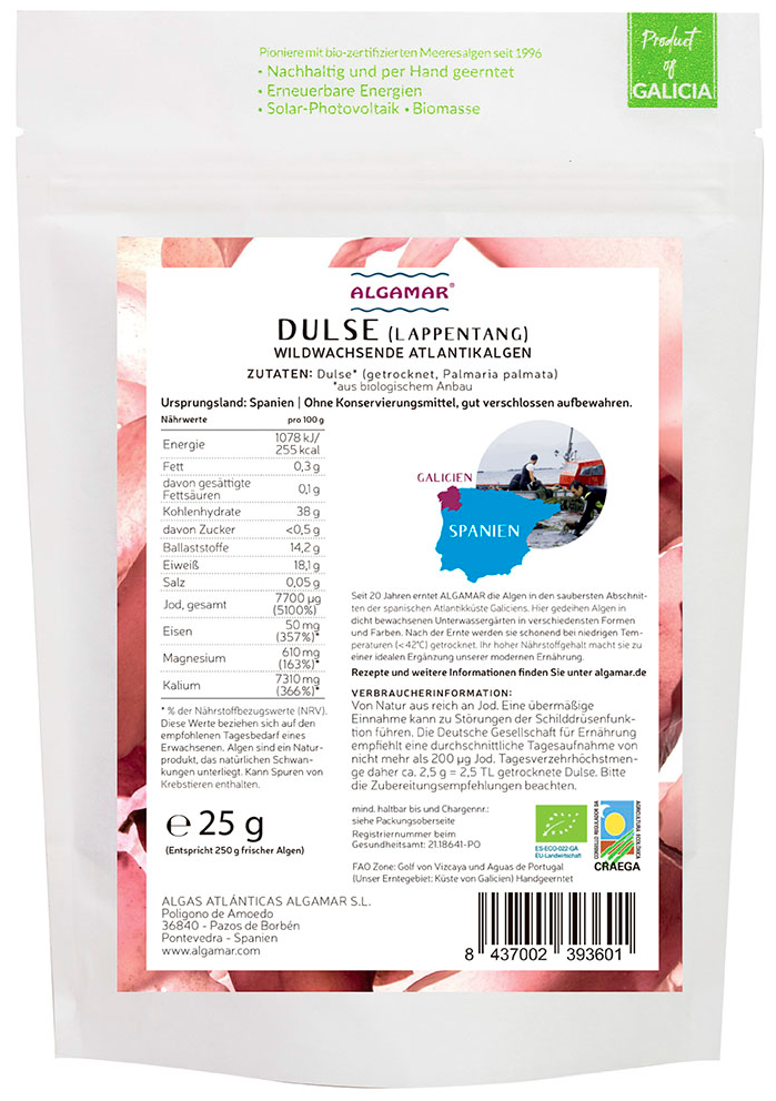 Dulse Algen BIO, Algen Flocken, Algen Topping, einfach drüberstreuen, 25g