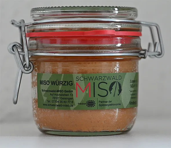 MISO WÜRZIG, BIO, Soja Miso Paste, Hacho Miso im Drahtbügelglas 240g