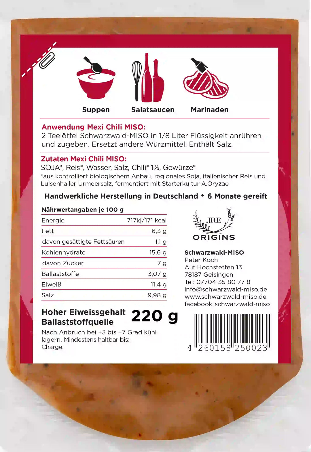 Mexi Chili Miso, BIO, Miso Paste für Miso Suppe, Brühe und Saucen