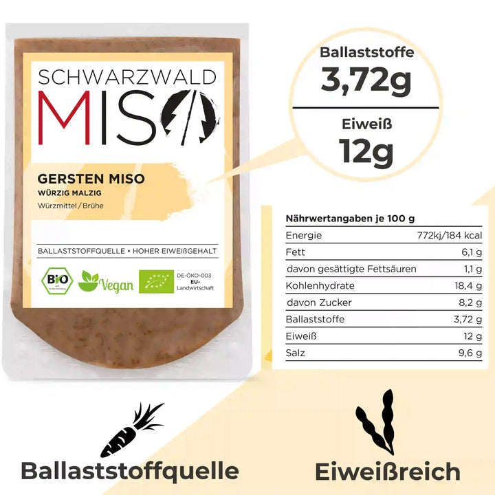 Gersten Miso Paste BIO 220g - Mugi Miso Sojapaste für Miso Suppe, Brühe und Saucen