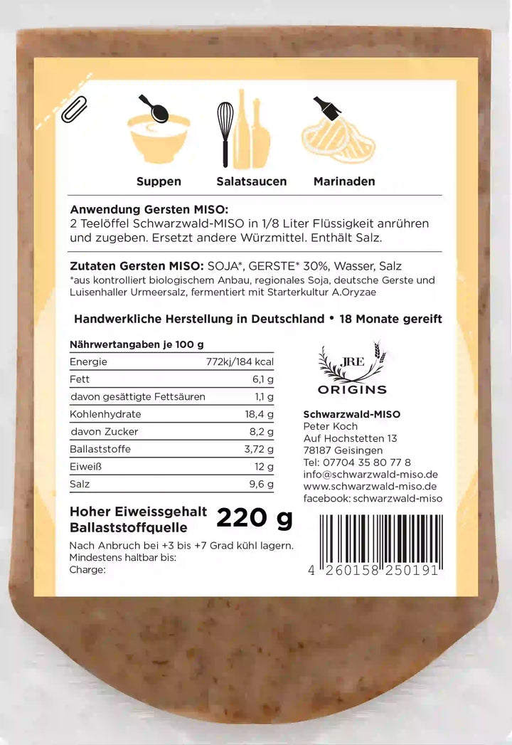 Gersten Miso Paste BIO 220g - Mugi Miso Sojapaste für Miso Suppe, Brühe und Saucen