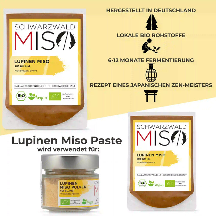 Lupinen Miso Paste BIO 220g - SOJAFREI, Ersetzt Shiro MISO, für Miso Suppe, Brühe und Saucen