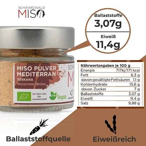 Miso Mediterran BIO Miso Pulver - Kome Miso Pulver für Miso Suppe, Marinaden und Saucen