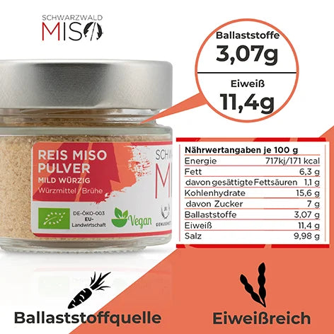 Reis Miso BIO Pulver 30g - Miso Pulver Pur, Gewürzmischung für Miso Suppe, Marinaden und Saucen